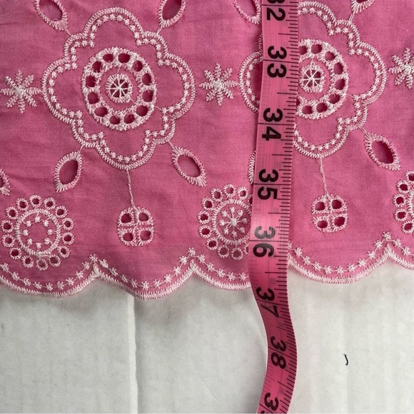 Talbots Pink Puff Sleeve Embroidered Eyelet Shift Dress 100% Cotton Size 4 - Picture 12 of 12